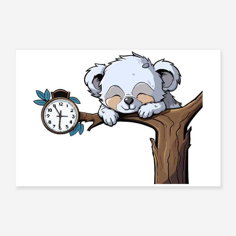 Sleeping koala on the clock branch Poster 24" x 16" (60x40 cm)