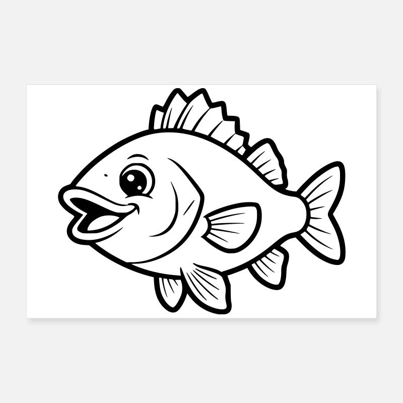Page de coloriage de bandes dessinées Poisson Perch Mignon Poster 60 x 40 cm