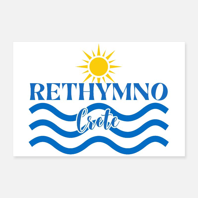 Rethymno Sunset Wave Design Poster 60x40 cm