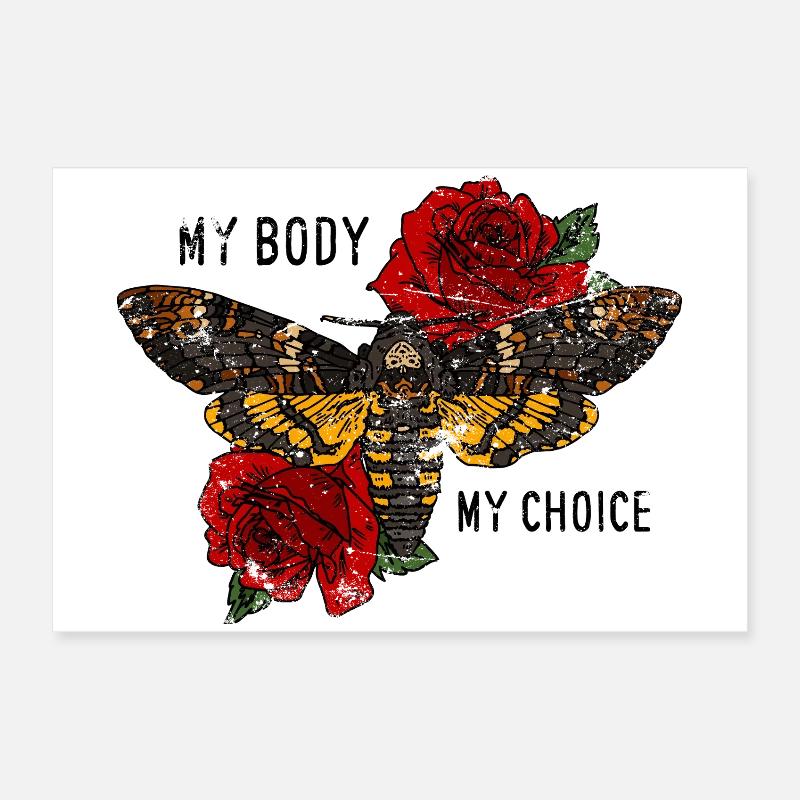 Tarentule papillon avec des roses Poster 60 x 40 cm