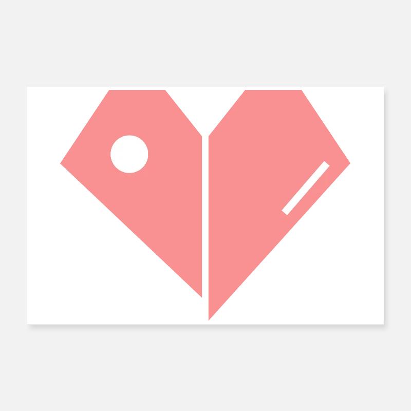 Zerbrochenes Pinkes Herz – Abstrakte Form Poster 60x40 cm