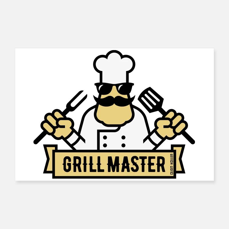 Grill Master (Grilling / Barbecue / BBQ / 3C) Poster 24" x 16" (60x40 cm)