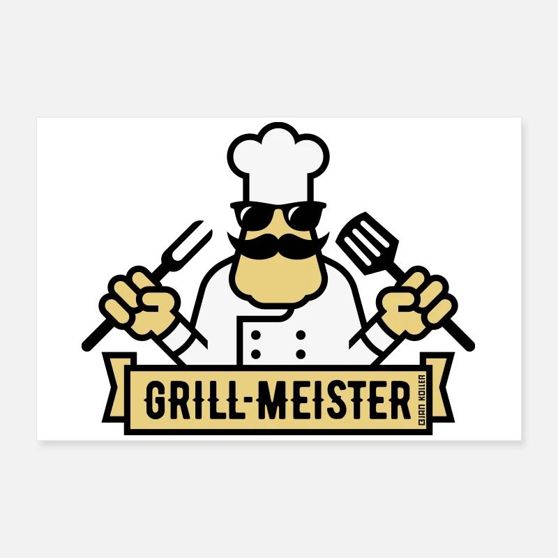 Grillmeister (Grill / Barbecue / BBQ / 3C) Poster 60 x 40 cm
