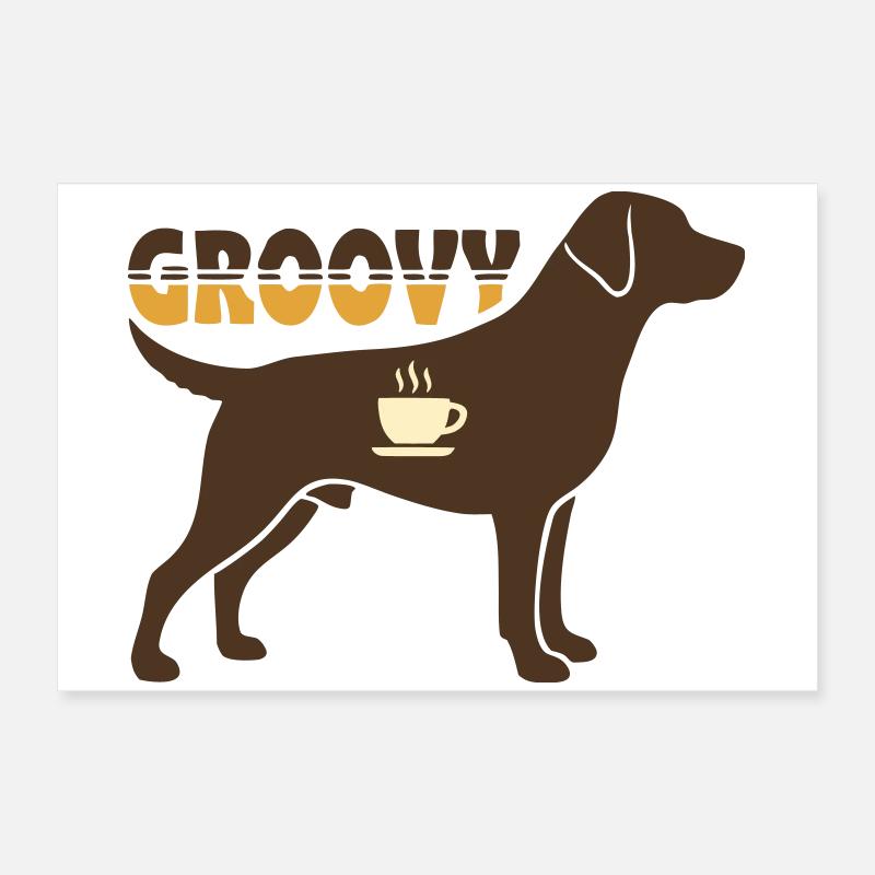 Groovy Dog Retriever Retro Poster 24" x 16" (60x40 cm)