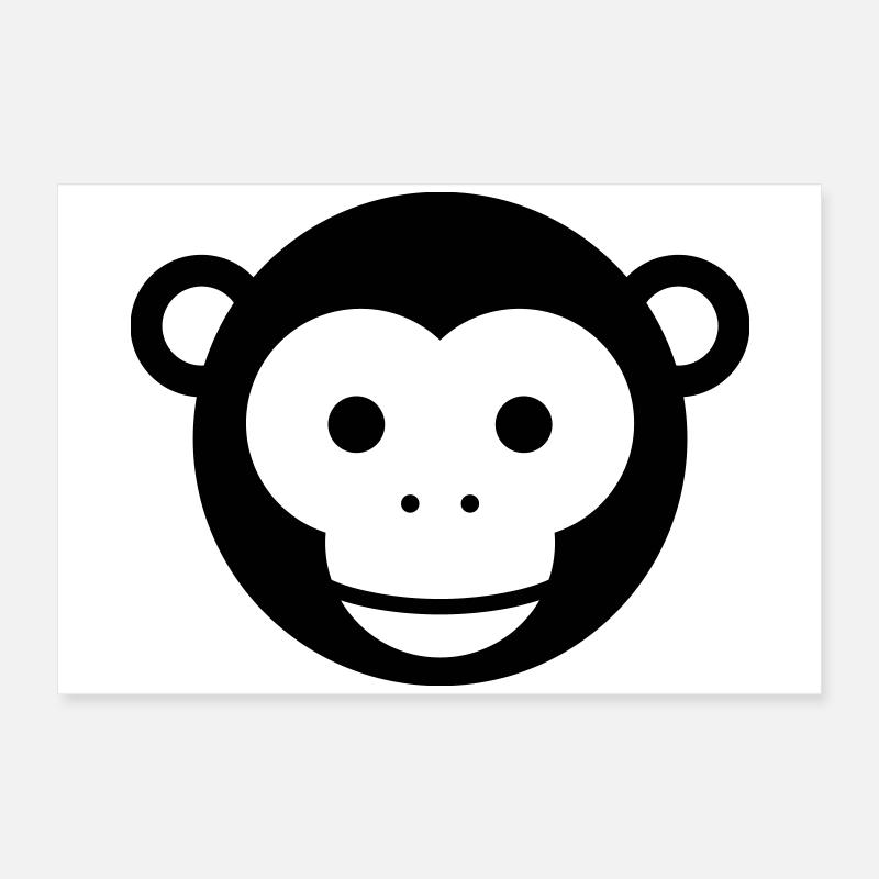 Tête de singe - Dessin animé mignon au visage de singe Poster 60 x 40 cm