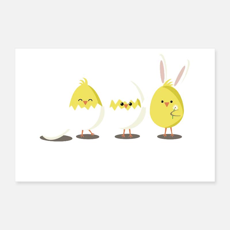 Joyeuses Pâques Poussin Oeuf Oeuf de Pâques Poster 60 x 40 cm