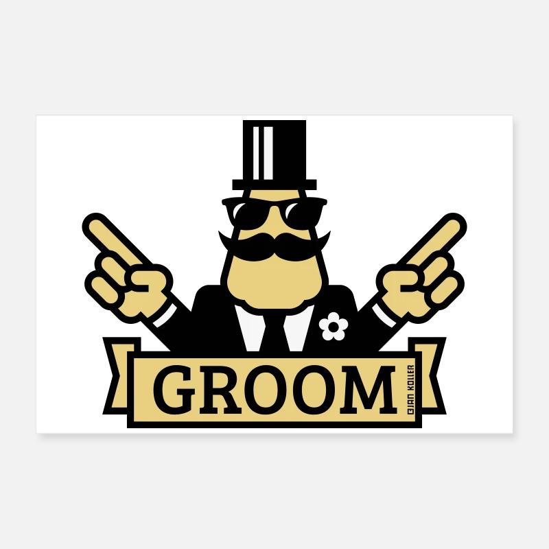 Zeigender Bräutigam (Junggesellenabschied / Junggesellenabschied / 3C) Poster 60x40 cm