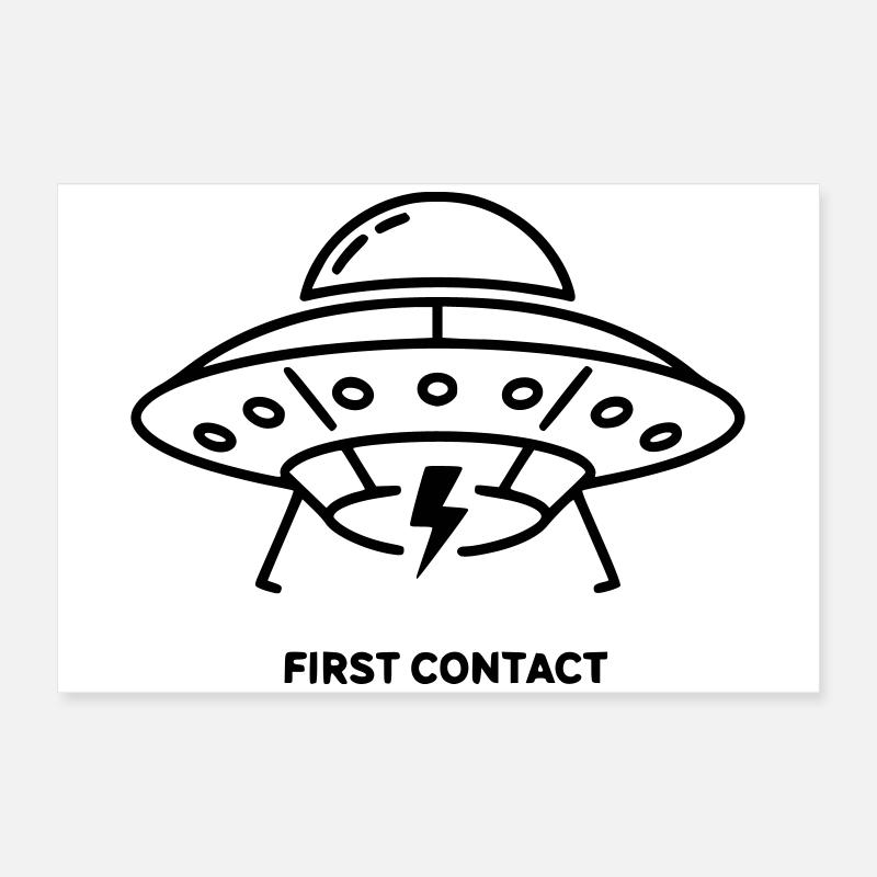 UFO First Contact Alien Blitz Vektor Poster 60x40 cm