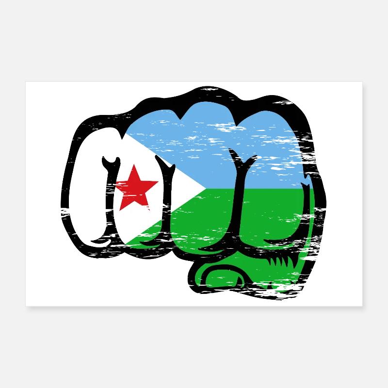 Dschibuti Flagge Faust Poster 60x40 cm