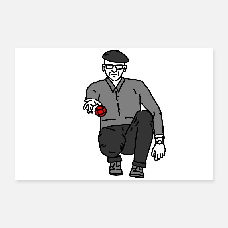 Petanque Player Right-Handed Poster 24" x 16" (60x40 cm)