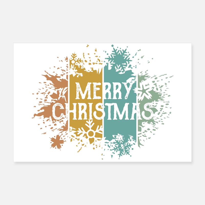 rétro Joyeux Noël Flocon de Neige Cristal de Glace Poster 60 x 40 cm