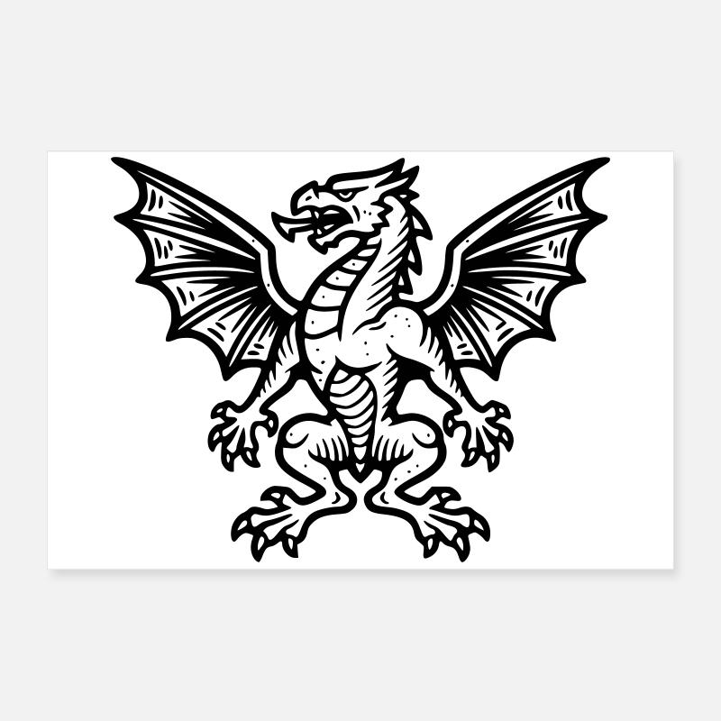 mittelalter-wappen-drache-heraldik-symbol_2 Poster 60x40 cm