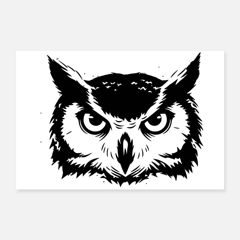 Owl Head Eagle Owl Silhouette Poster 24" x 16" (60x40 cm)