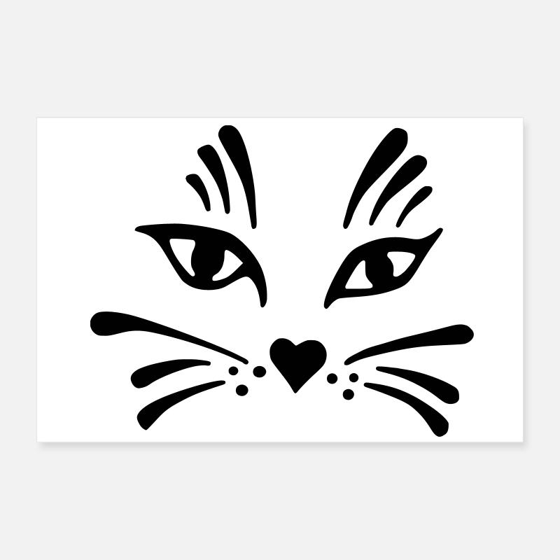 tête de chat simplifiée Poster 60 x 40 cm