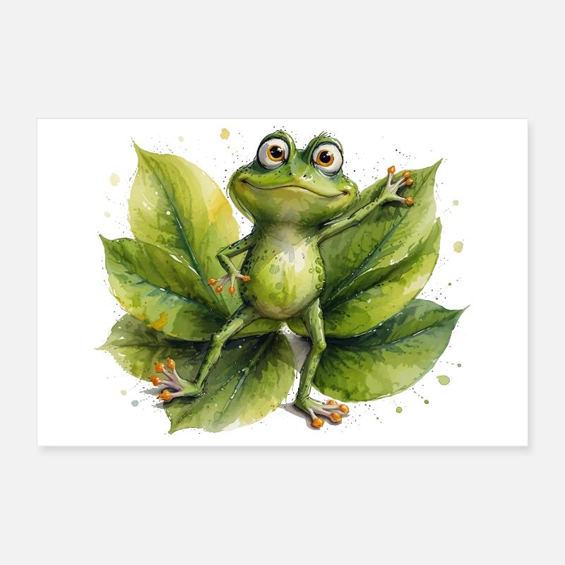 Grenouille dansante sur nénuphar Poster 60 x 40 cm