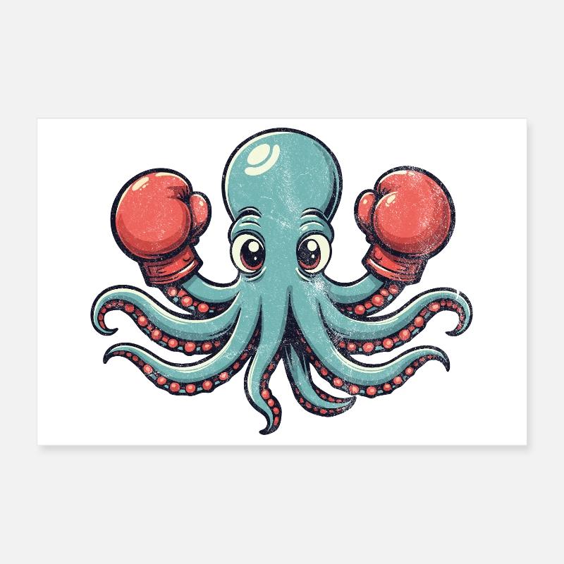Boxe Pieuvre Poster 60 x 40 cm