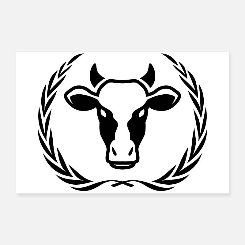 Kuh Kopf Symbol Kranz Poster 60x40 cm