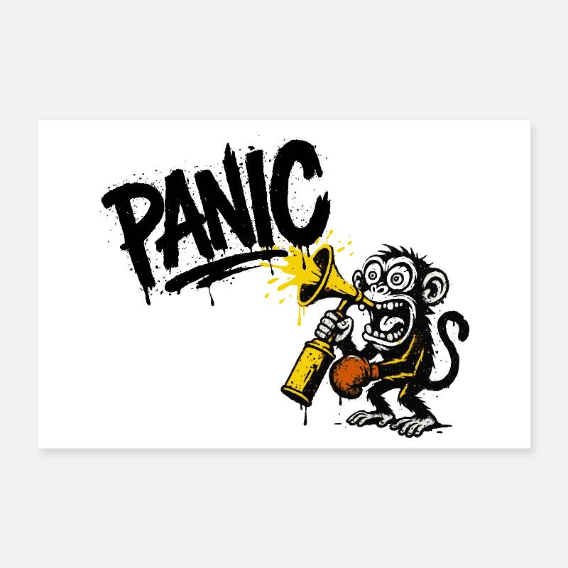 Expressive monkey with megaphone Poster 24" x 16" (60x40 cm)