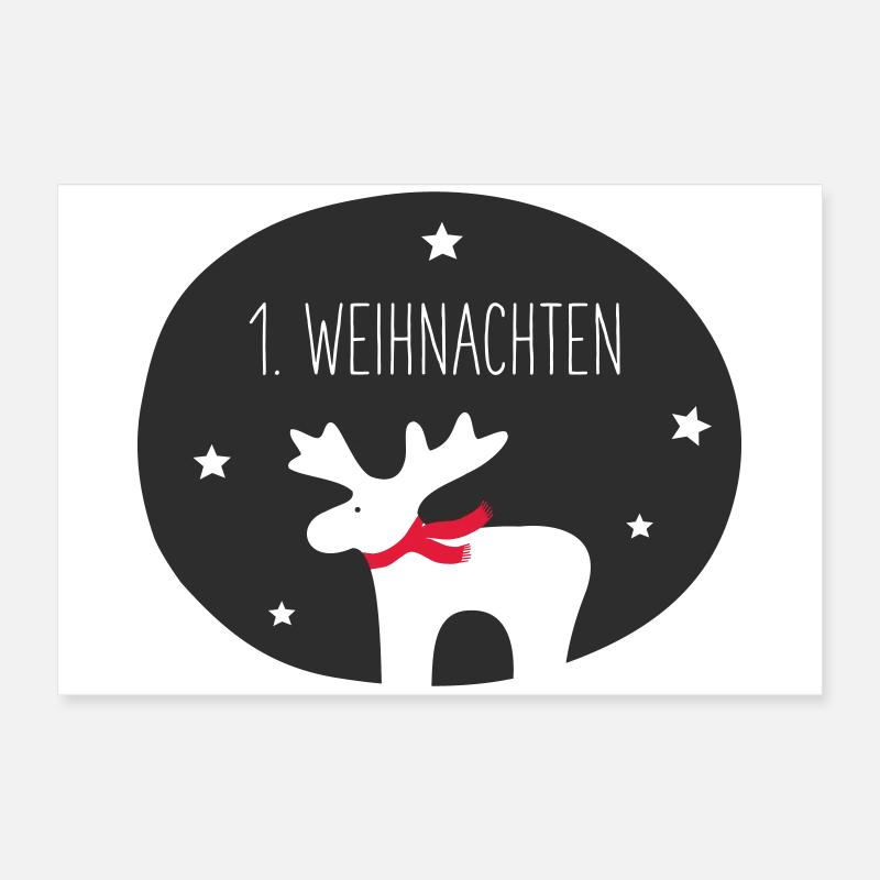 Reindeer silhouette with red scarf Poster 24" x 16" (60x40 cm)