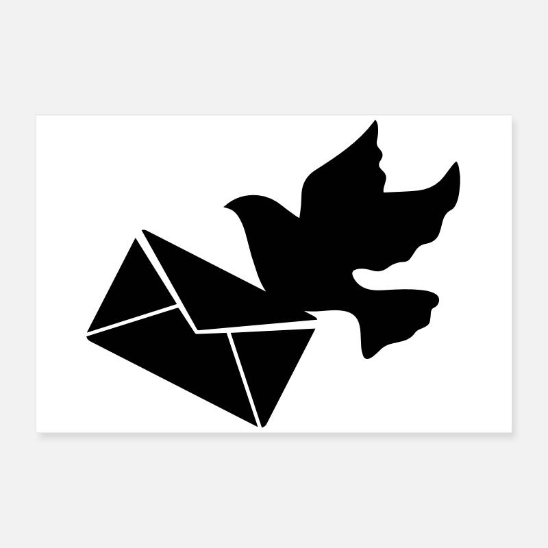 Pigeon voyageur avec une lettre Poster 60 x 40 cm