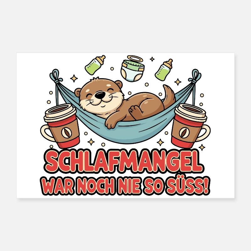 Sleeping angel otter in hammock Poster 24" x 16" (60x40 cm)