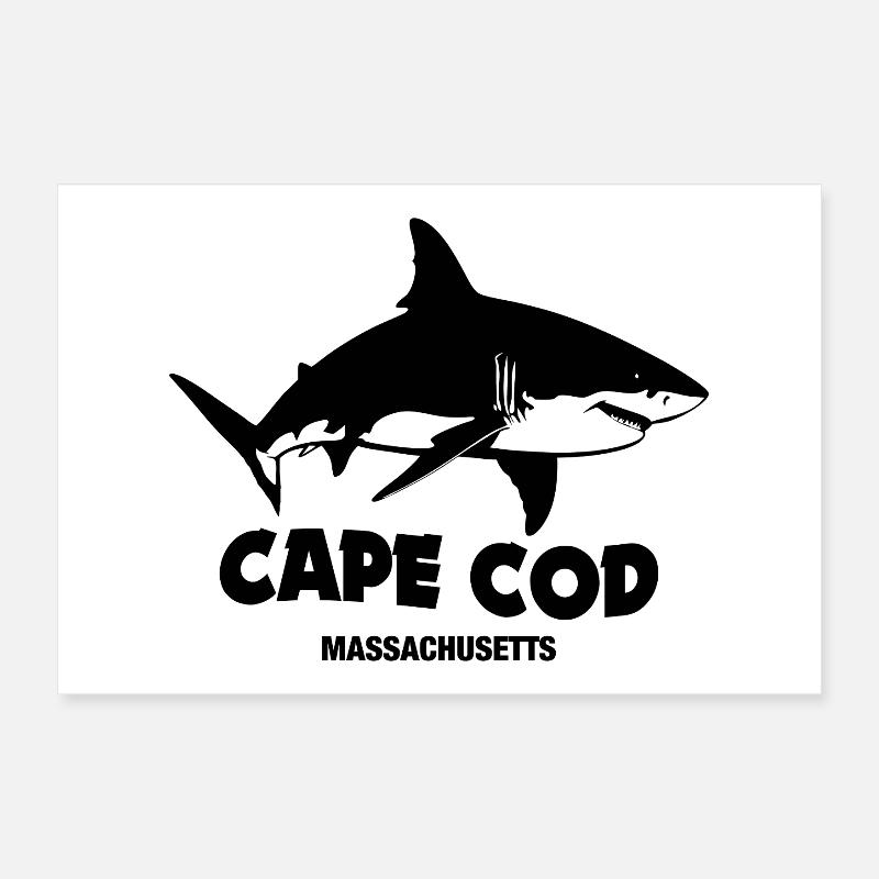 Cape Cod - great white sharks Poster 24" x 16" (60x40 cm)