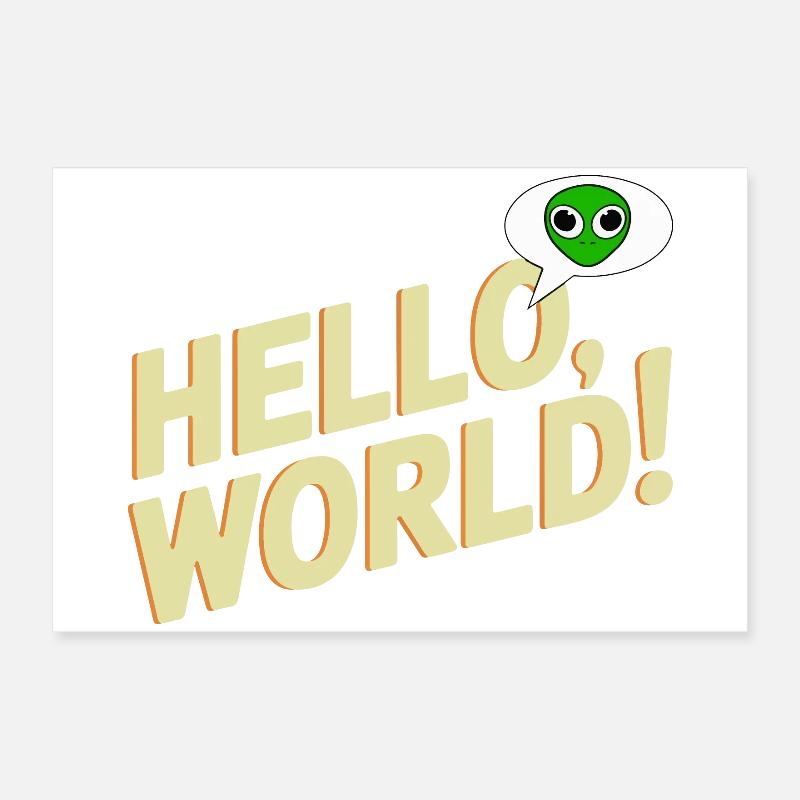 Verspieltes Alien Hello World Design Poster 60x40 cm
