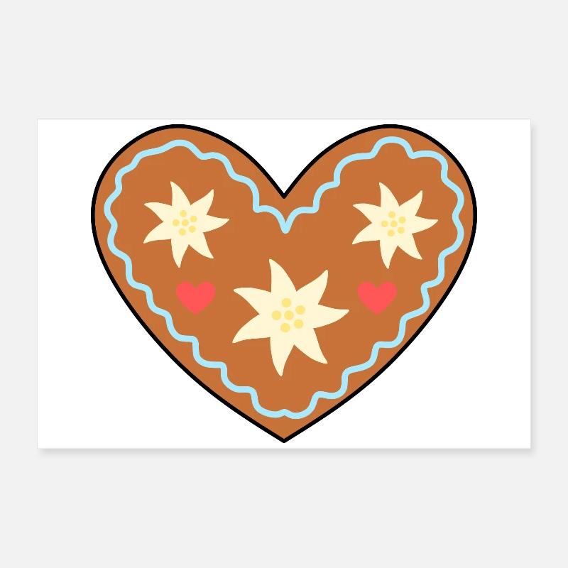 Frosted Heart Lebkuchen Design Poster 60x40 cm