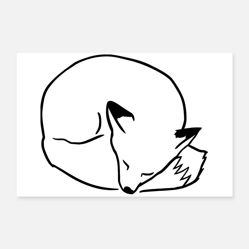 Fuchs schlafend: Niedlich, Kawaii & Comic Stil Poster 60x40 cm