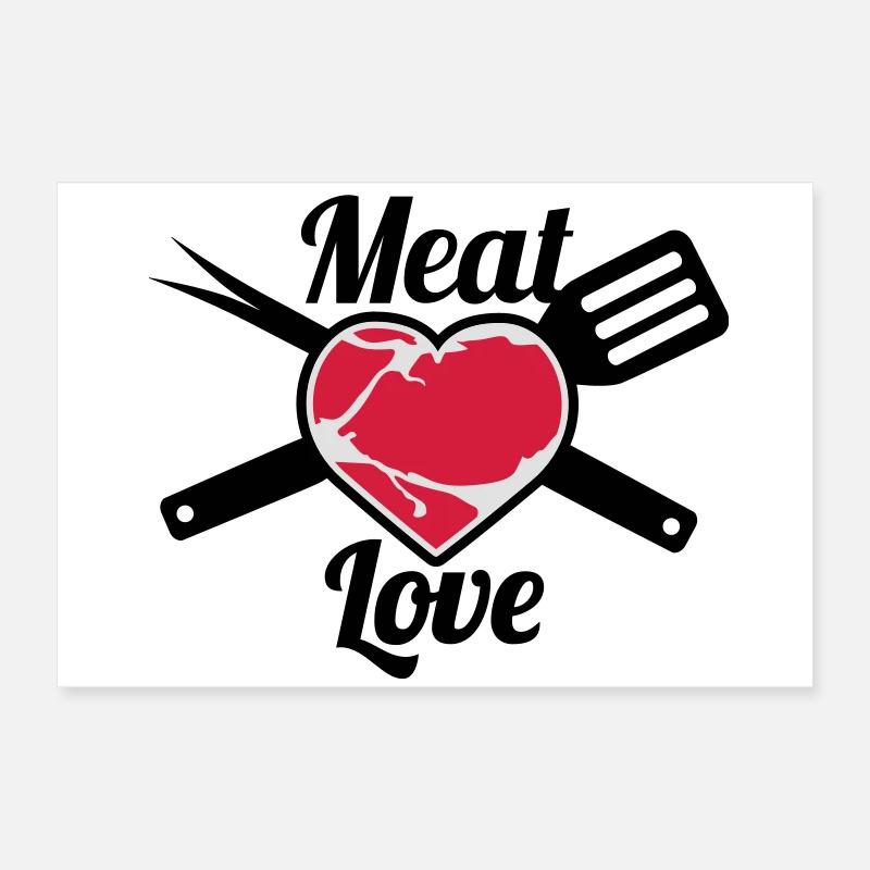 Meat Love | Fleisch Herz | Heart Poster 60 x 40 cm