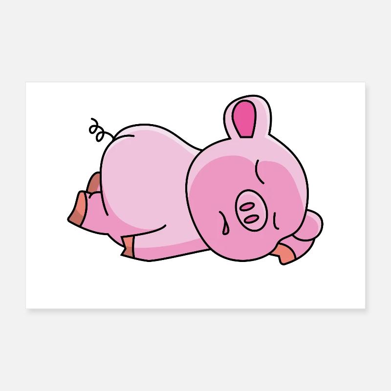 Schlafendes Rosa Schweinchen Poster 60x40 cm