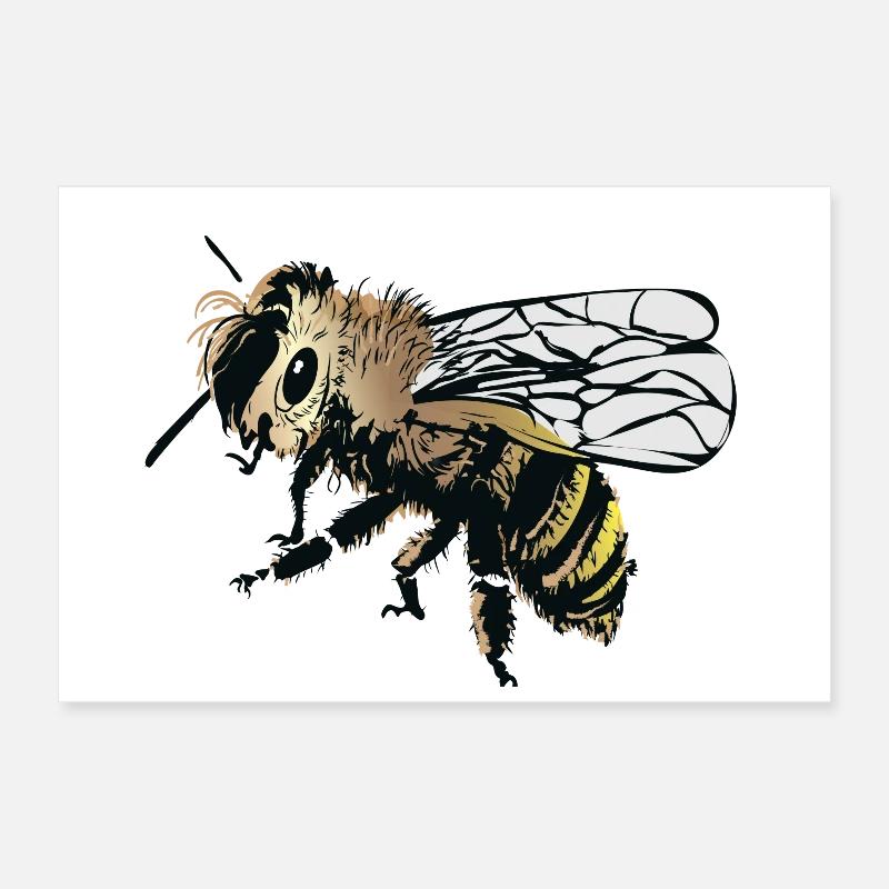 Stilisiertes Honigbiene Illustration Poster 60x40 cm