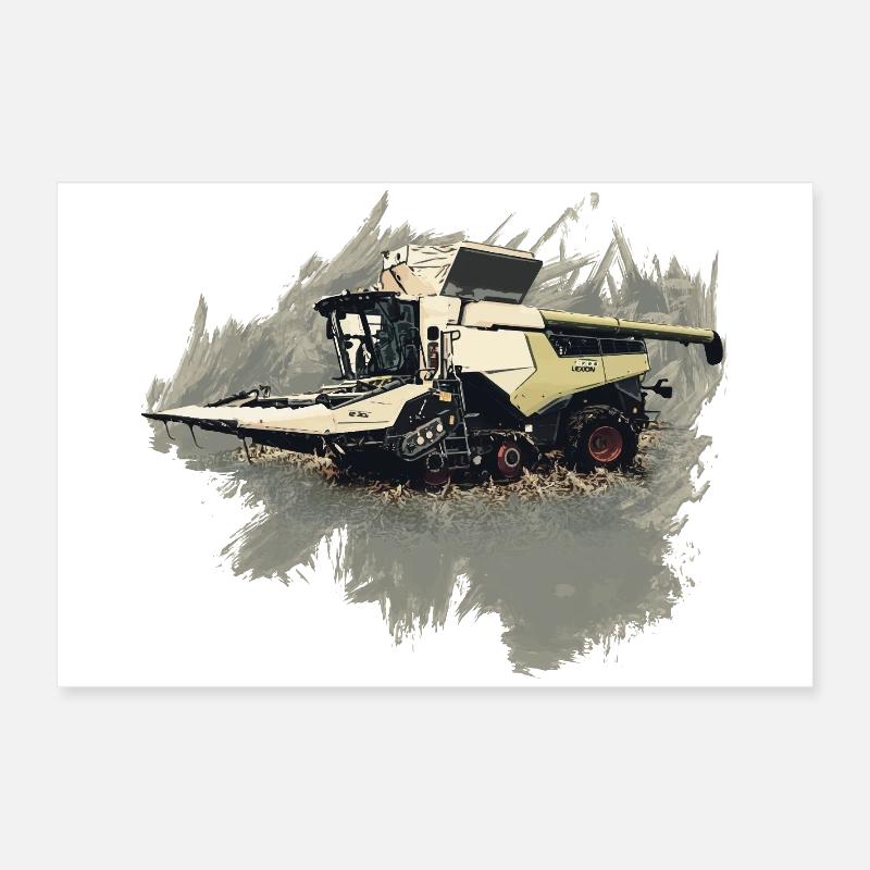 Tracteur de moissonneuse-batteuse de cueilleur de maïs Poster 60 x 40 cm