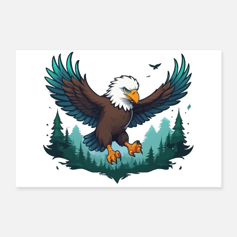 Un aigle survole la forêt Poster 60 x 40 cm
