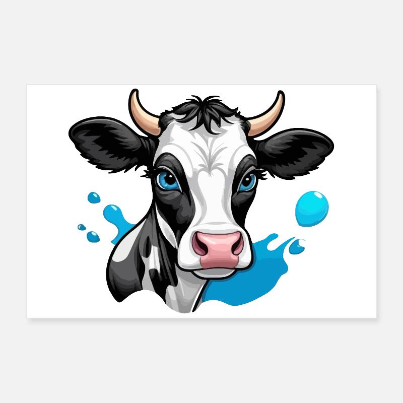 Cute Dairy Cow with Blue Eyes Poster 24" x 16" (60x40 cm)