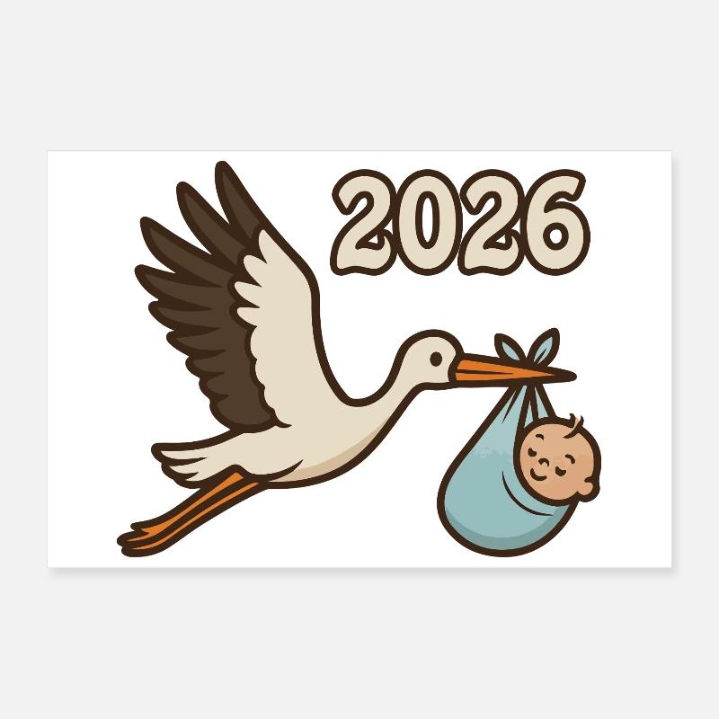 Stork with foundling in its beak 2026 Poster 24" x 16" (60x40 cm)