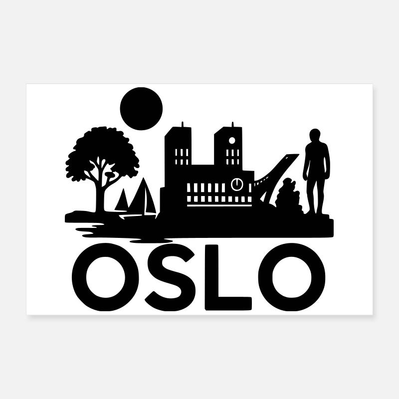 Oslo Silhouette Monuments Poster 60 x 40 cm