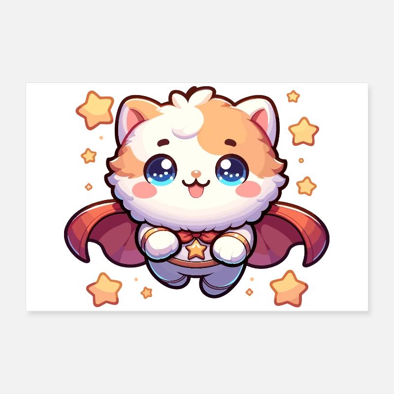 Helden Kätzchen Superheld Katze Super Mieze Poster 60x40 cm