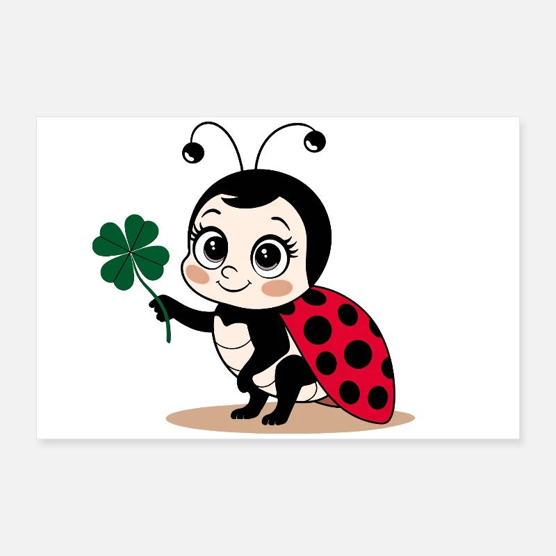 Ladybug Shamrock Lucky Charm Luck Poster 24" x 16" (60x40 cm)