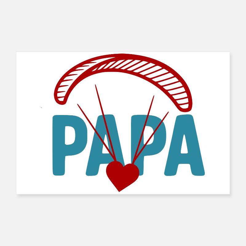 Papa Paragliding Herz Poster 60x40 cm