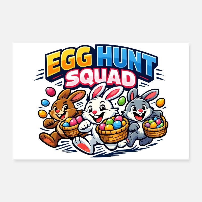 Easter Egg Hunt Squad Easter Bunny Poster 24" x 16" (60x40 cm)