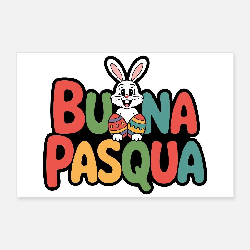 Bunny Joyeuses Pâques Poster 60 x 40 cm