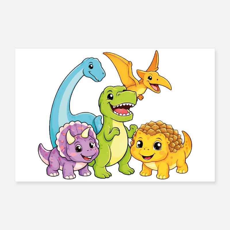 Niedliche Dino-Team Poster 60x40 cm
