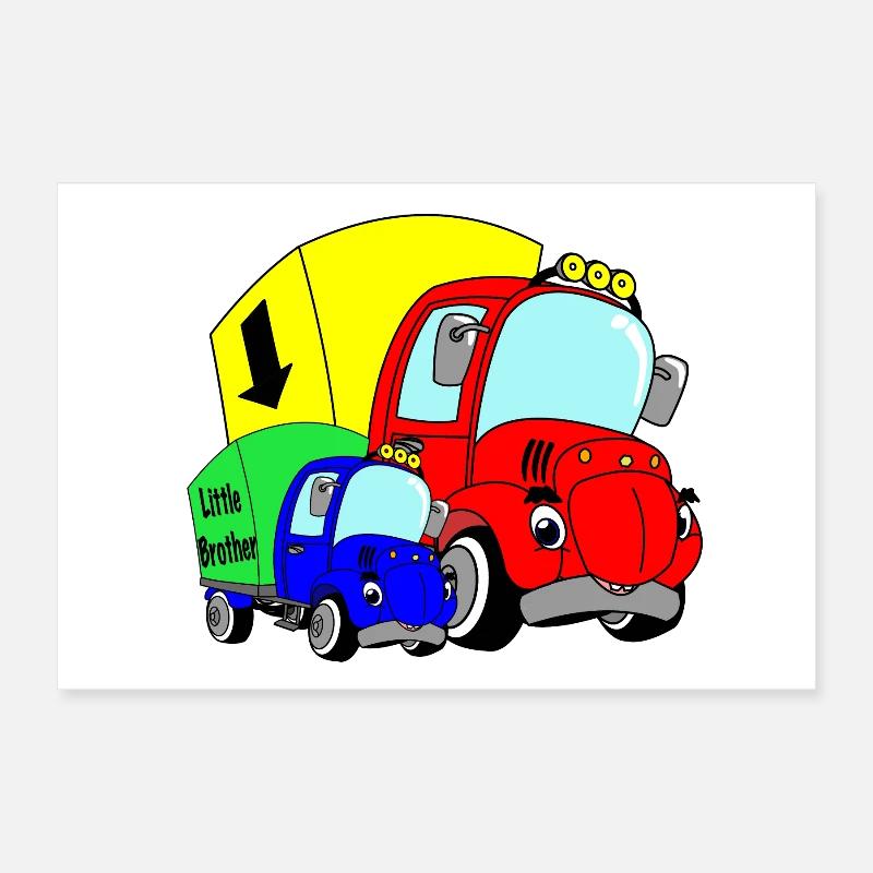 Fröhliche Lastwagen Kleiner Bruder Poster 60x40 cm