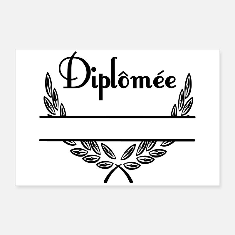 Diplômée – Couronne de Laurier avec Espace Nom Poster 60x40 cm