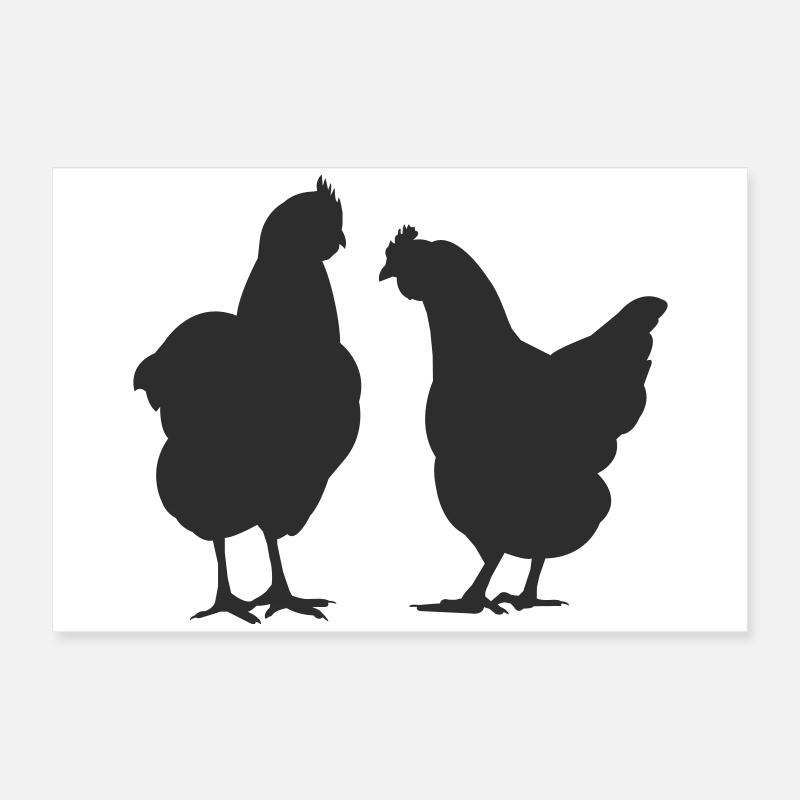 Two Chickens Silhouette Poster 24" x 16" (60x40 cm)