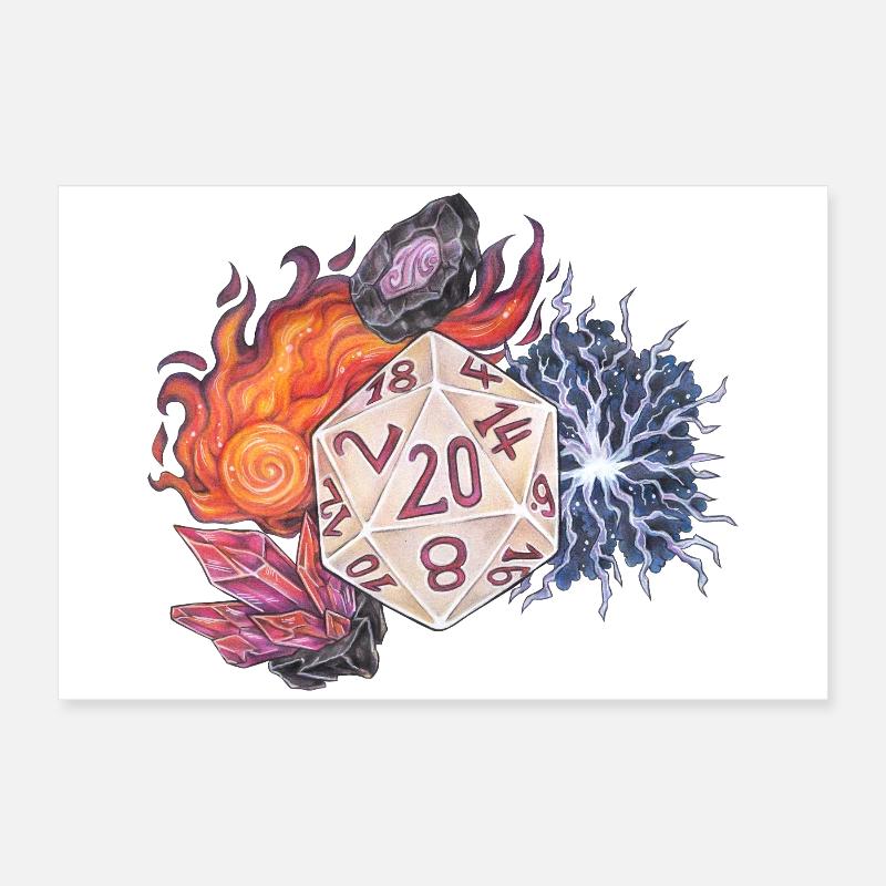 RPG Tabletop D20 Dice Gift Magician Poster 24" x 16" (60x40 cm)