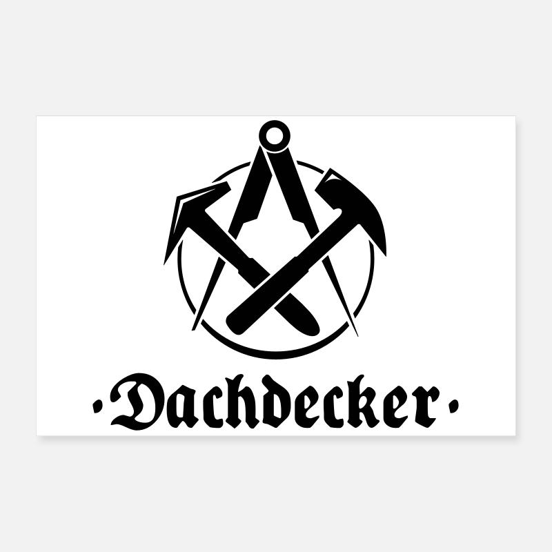 Dachdecker, Zunftlogo mit alter Schrift Poster 60x40 cm