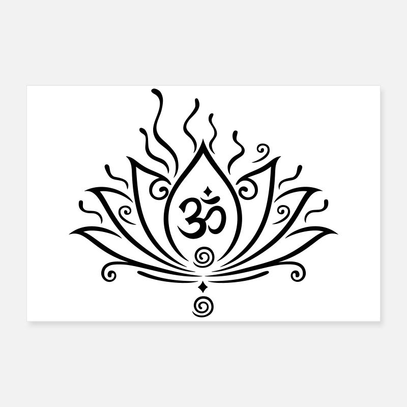 Fleur de lotus, yoga avec symbole de l'om Poster 60 x 40 cm