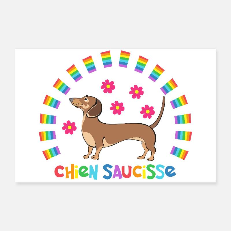 Sausage Dog mit Regenbogen Poster 60x40 cm